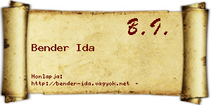 Bender Ida névjegykártya